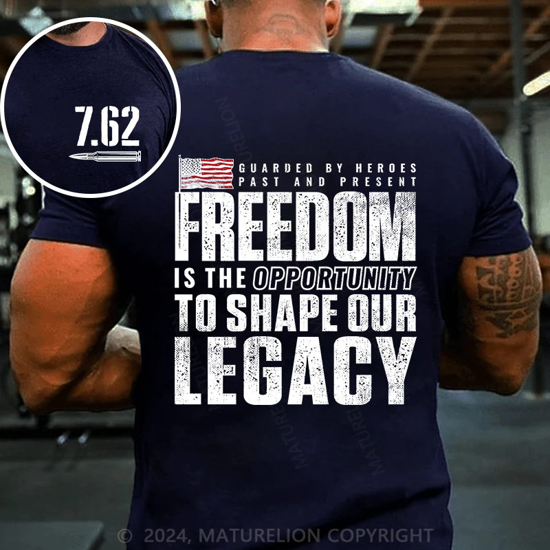 Maturelion Men's T-Shirt Freedom Guarded by Heroes Vintage Cotton T-Shirt
