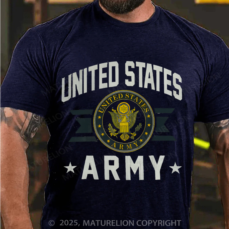 Maturelion Men's T-shirt vintage inspired Army distressed Cotton T-shirt