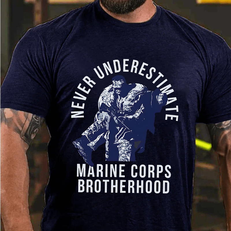 Maturelion Men's T-Shirt Never Underestimate Brotherhood Cotton T-Shirt