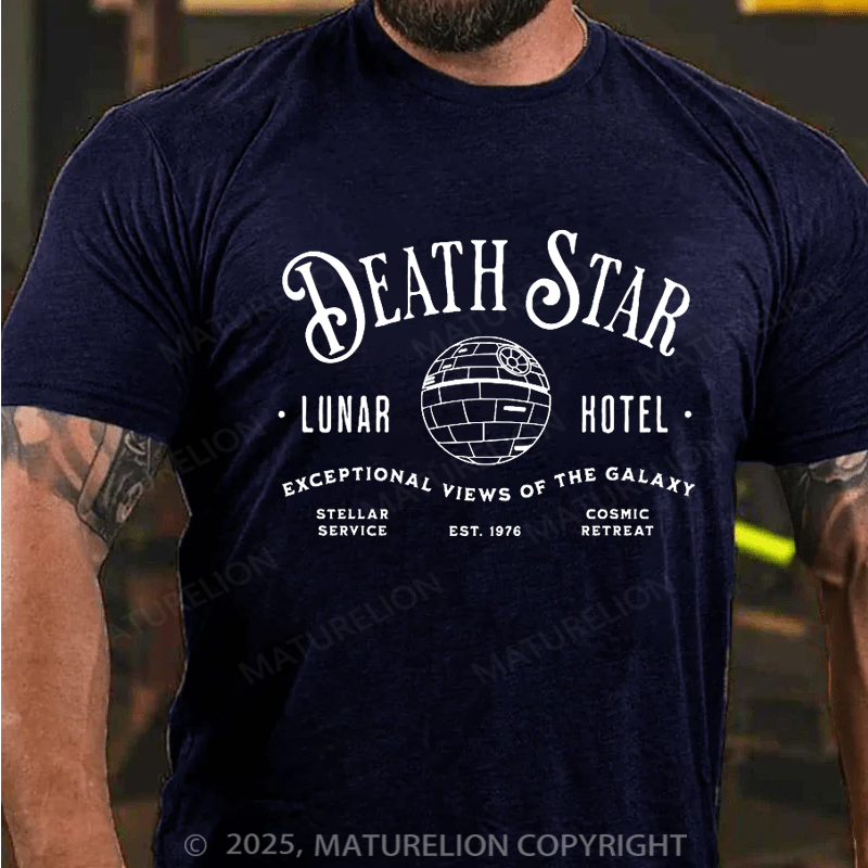 Maturelion Men's T-Shirt Death Star Lunar Hotel Cotton T-shirt