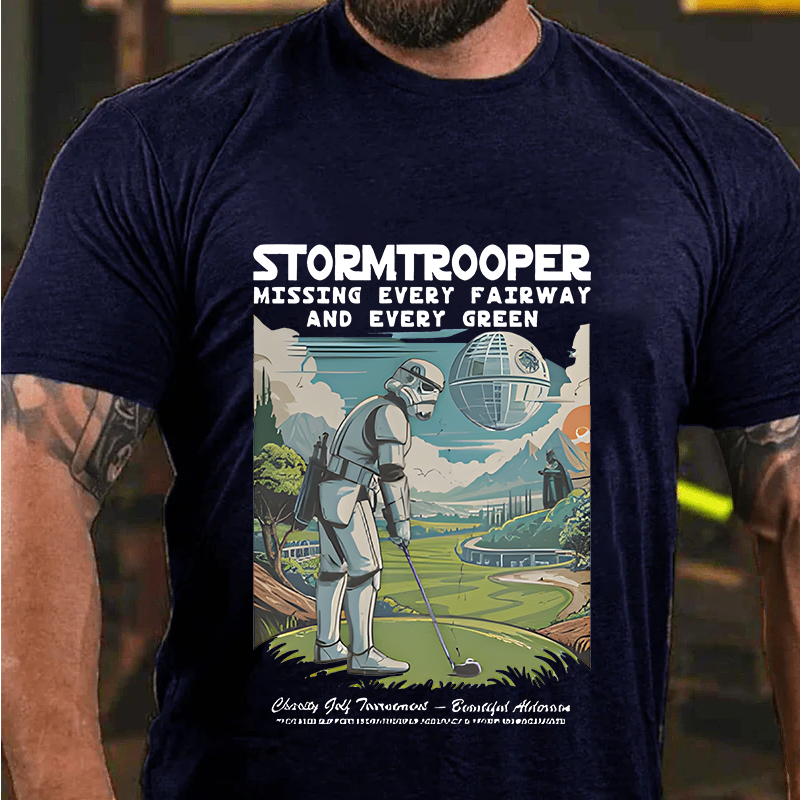 Maturelion Men's T-Shirt Stormtrooper Missing Every Fairway And And Every Green Cotton T-Shirt