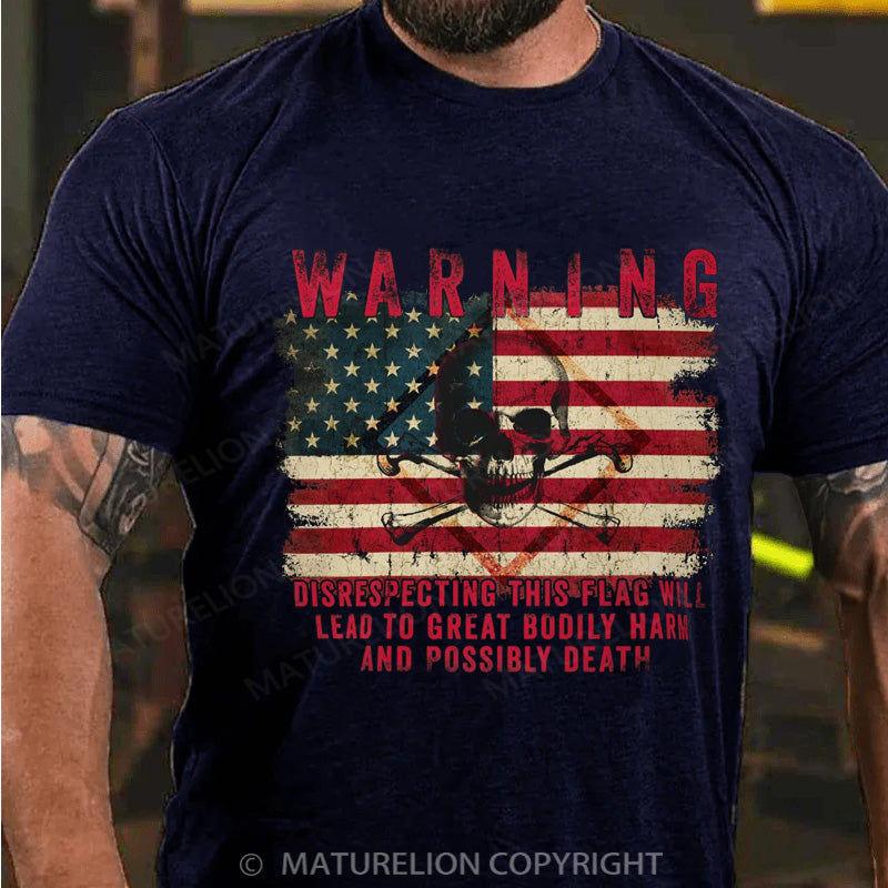 Maturelion Men's T-shirt Warning Made To Order Patriotic Cotton T-shirt