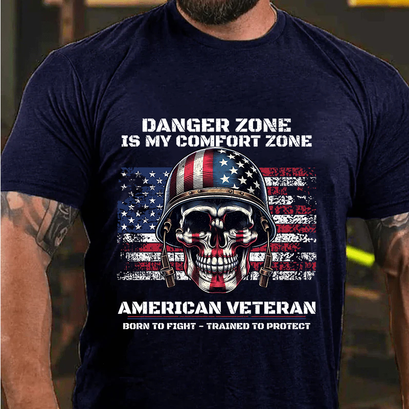 Maturelion Men's T-Shirt Veteran American Flag Cotton T-Shirt