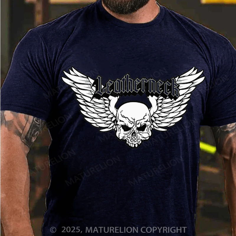 Maturelion Men's T-shirt Leatherneck Skull Cotton T-shirt
