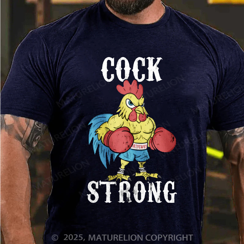Maturelion Men's T-Shirt Boxing Chicken Cck Strong Cotton T-Shirt