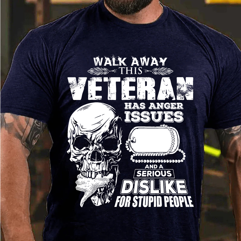 Maturelion Men's T-Shirt Veteran Skull Cotton T-Shirt