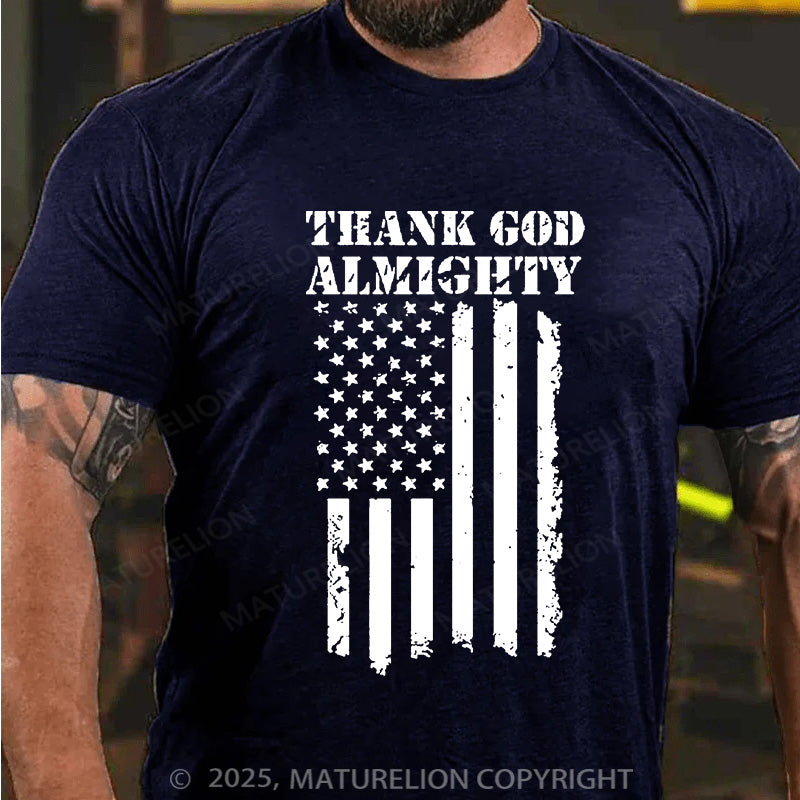 Maturelion Men's T-shirt Thank God Almighty Cotton T-shirt