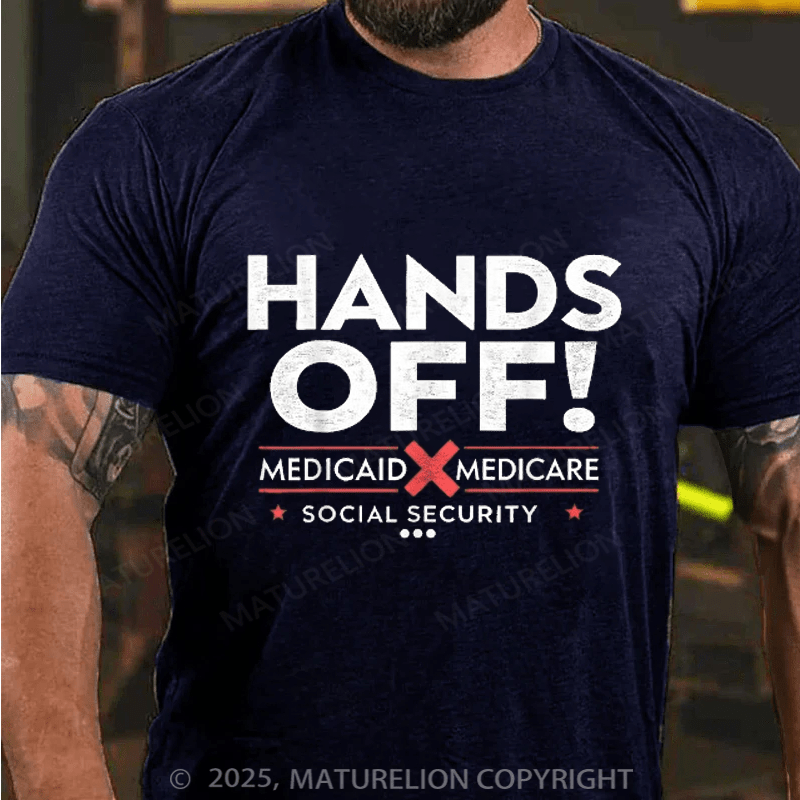 Maturelion Men's T-shirt Hands Off Cotton T-shirt