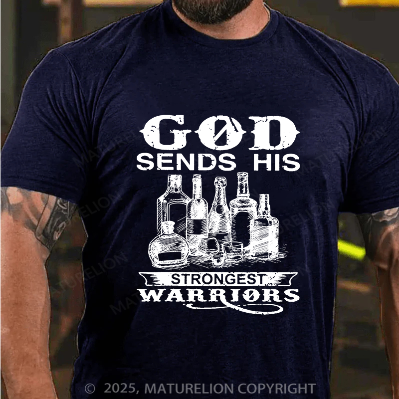 Maturelion Men's T-Shirt God Saves His Hardest Battles Cotton T-shirt