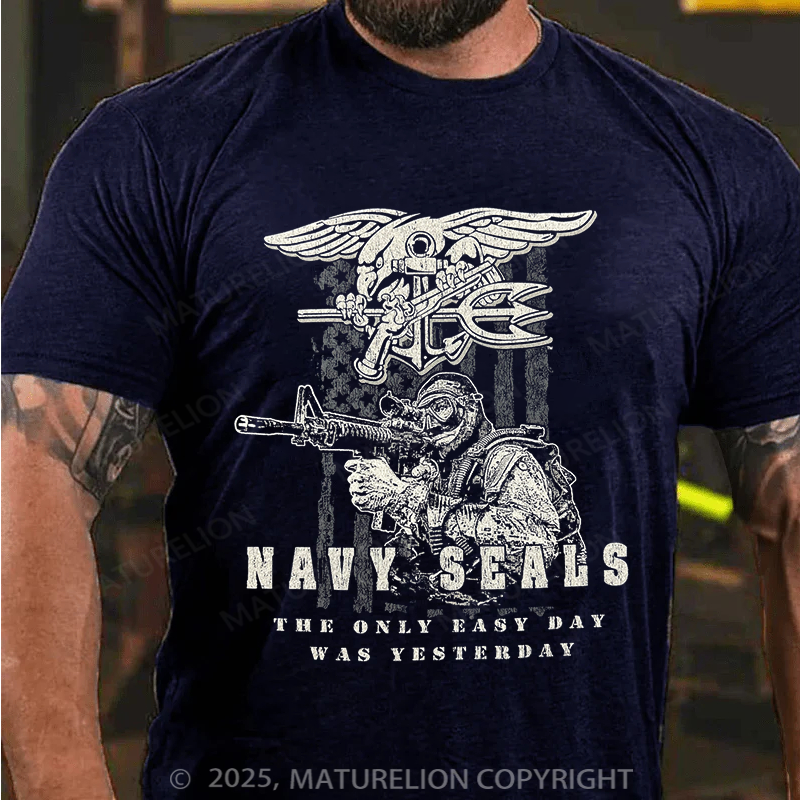 Maturelion Men's T-shirt Navy Seals Easy Day Cotton T-shirt