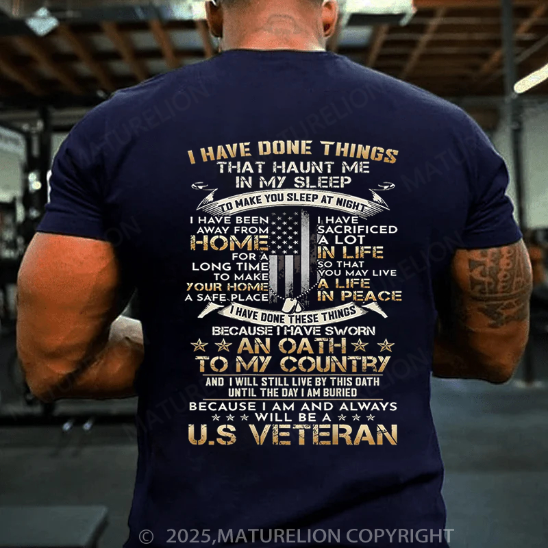 Maturelion Men's T-shirt US Veteran Cotton T-shirt