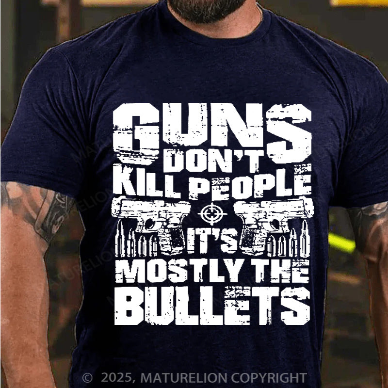 Maturelion Men's T-shirt Guns don't Kill people Cotton T-shirt