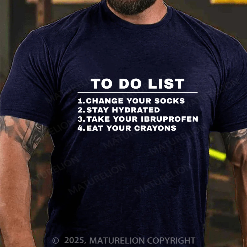 Maturelion Men's T-shirt To Do List Cotton T-shirt