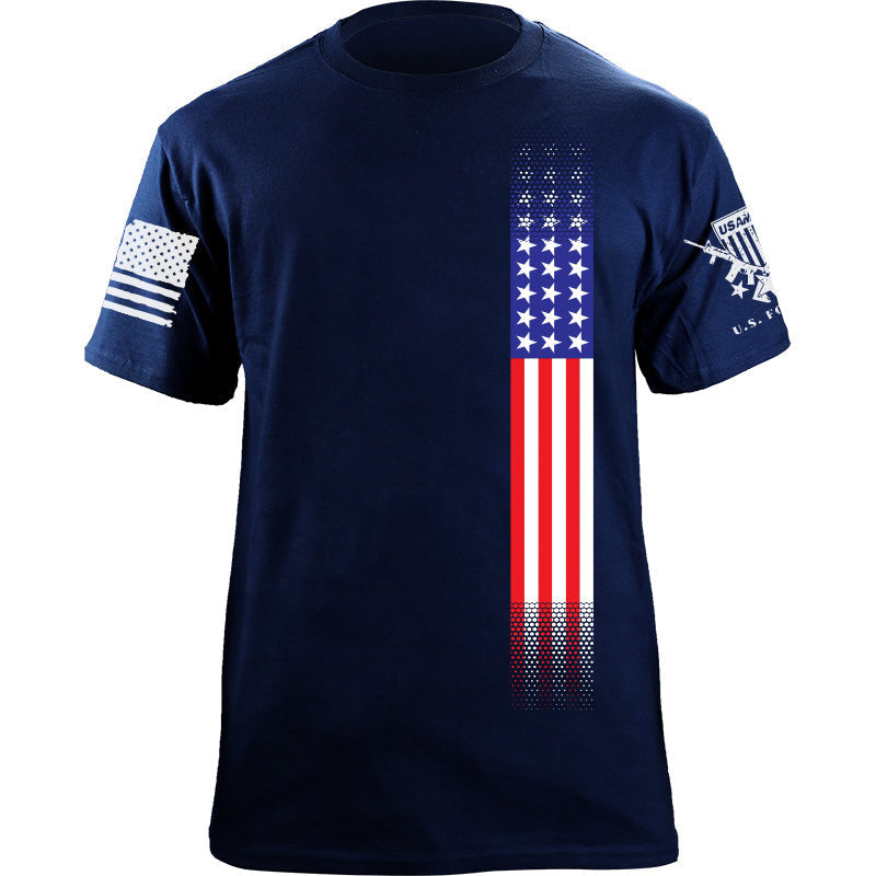 Maturelion Men's T-shirt Skinny US Flag Vertical Cotton T-shirt