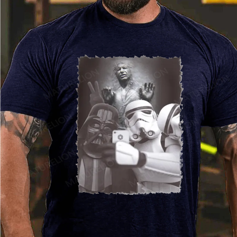 Maturelion Men's T-Shirt Darth Vader Stormtrooper Selfie Cotton T-Shirt