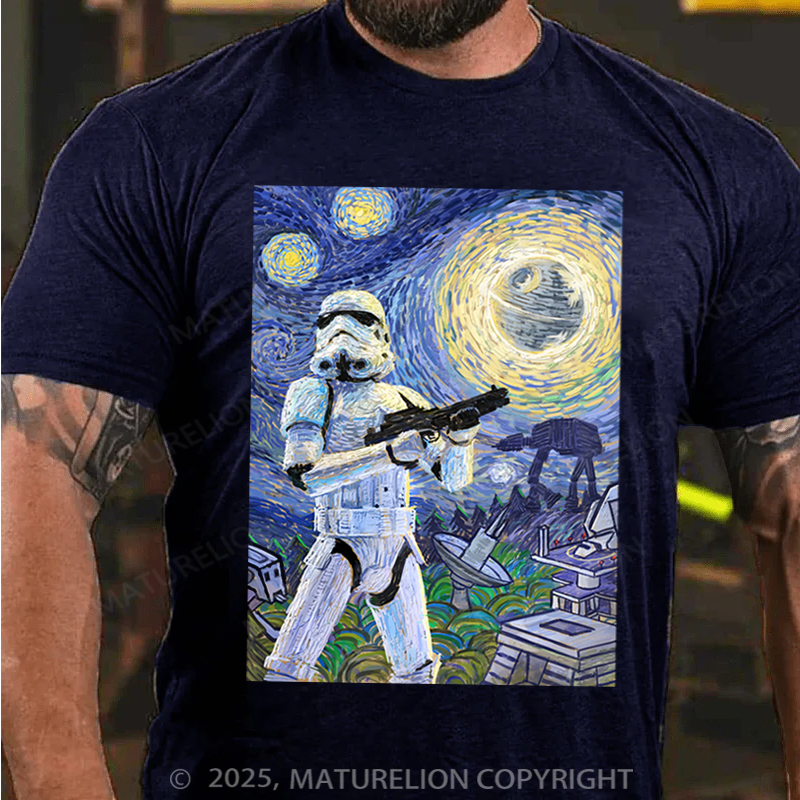 Maturelion Men's T-Shirt Star Wars Stormtrooper Starry Night Cotton T-Shirt