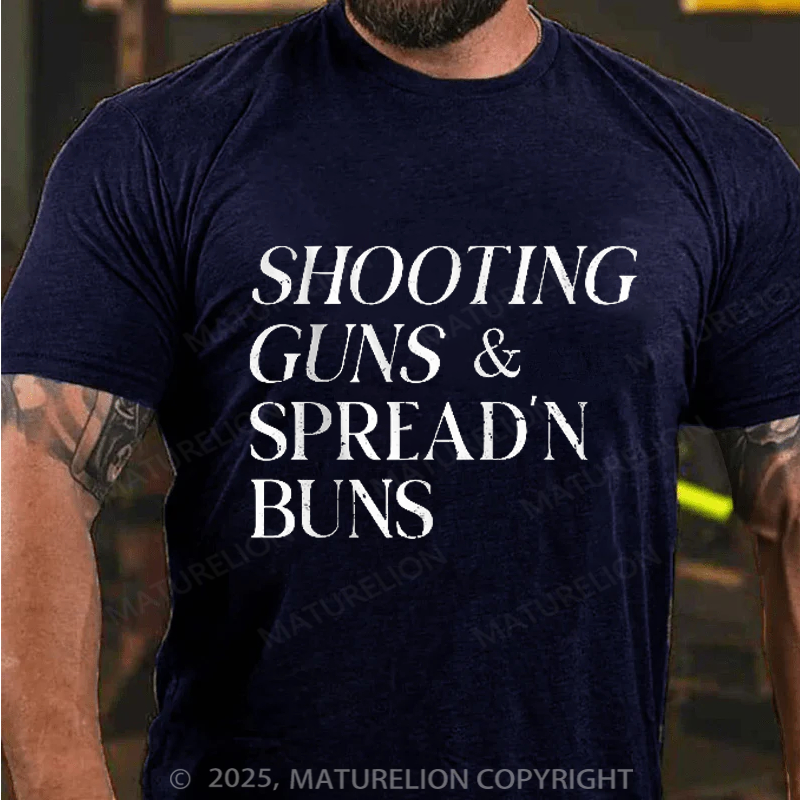 Maturelion Men's T-Shirt Shooting Guns & Spread'n Buns Cotton T-Shirt