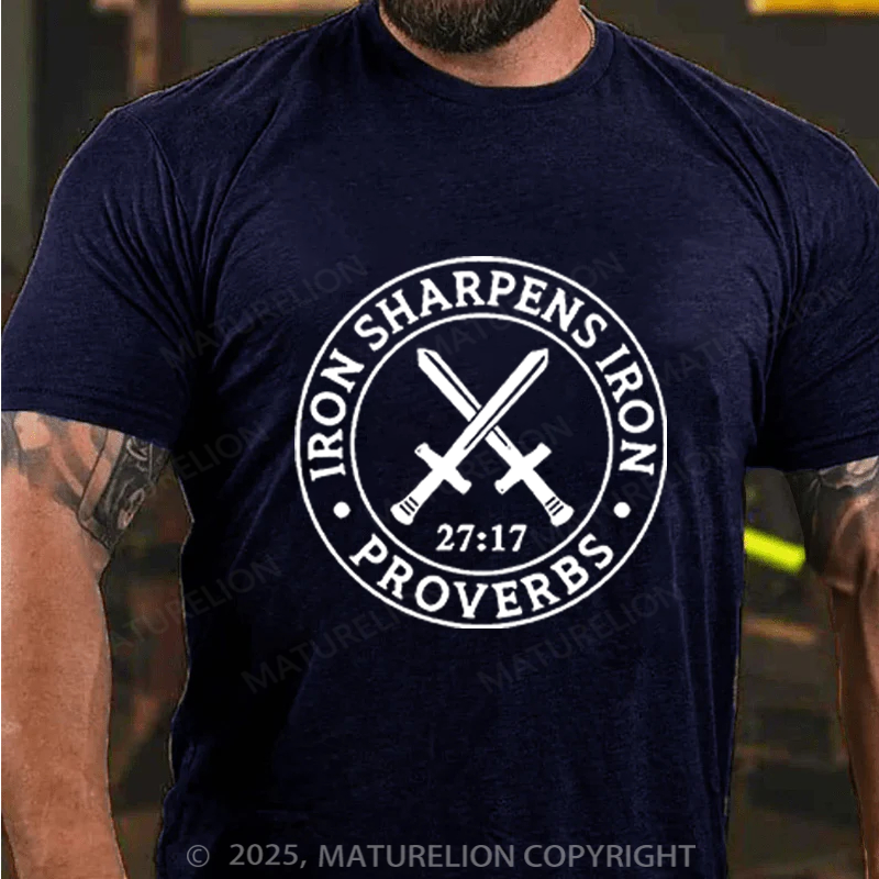 Maturelion Men's T-shirt Iron Sharpens Iron Cotton T-shirt