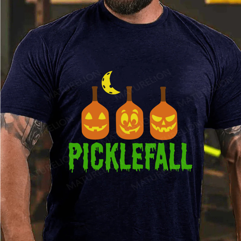 Maturelion Men's T-Shirt Happy Picklefall Halloween Cotton T-Shirt