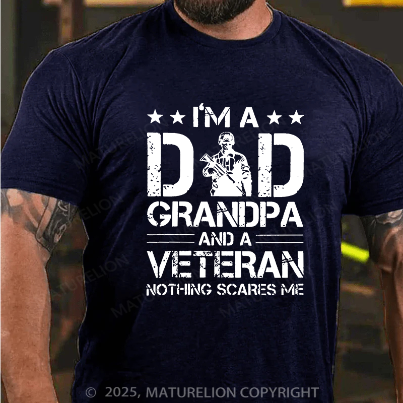 Maturelion Men's T-shirt Dad Grandpa And Veteran Cotton T-shirt