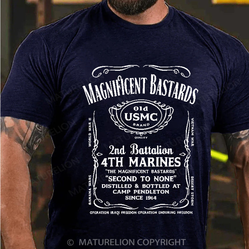 Maturelion Men's T-shirt Marines Whiskey Label Motto Cotton T-shirt