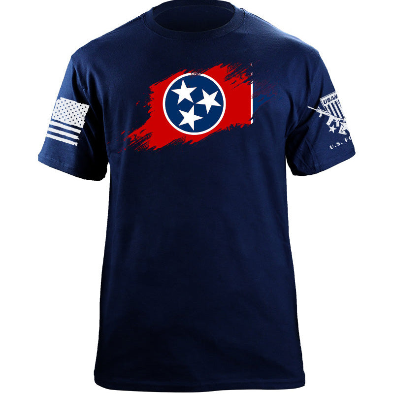 Maturelion Men's T-shirt Tennessee Flag Paint Swatch Cotton T-shirt