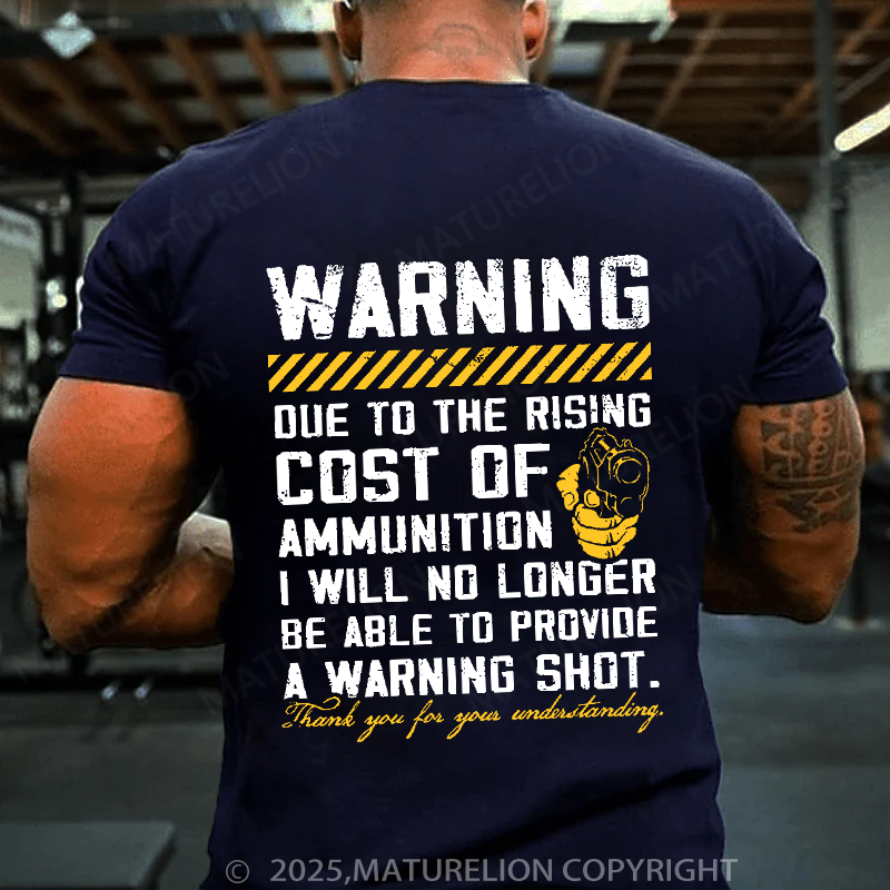 Maturelion Men's T-Shirt Warning Shot Cotton T-Shirt