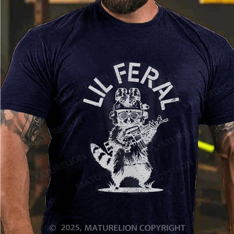 Maturelion Men's T-Shirt Lil Feral Raccoon Cotton T-Shirt