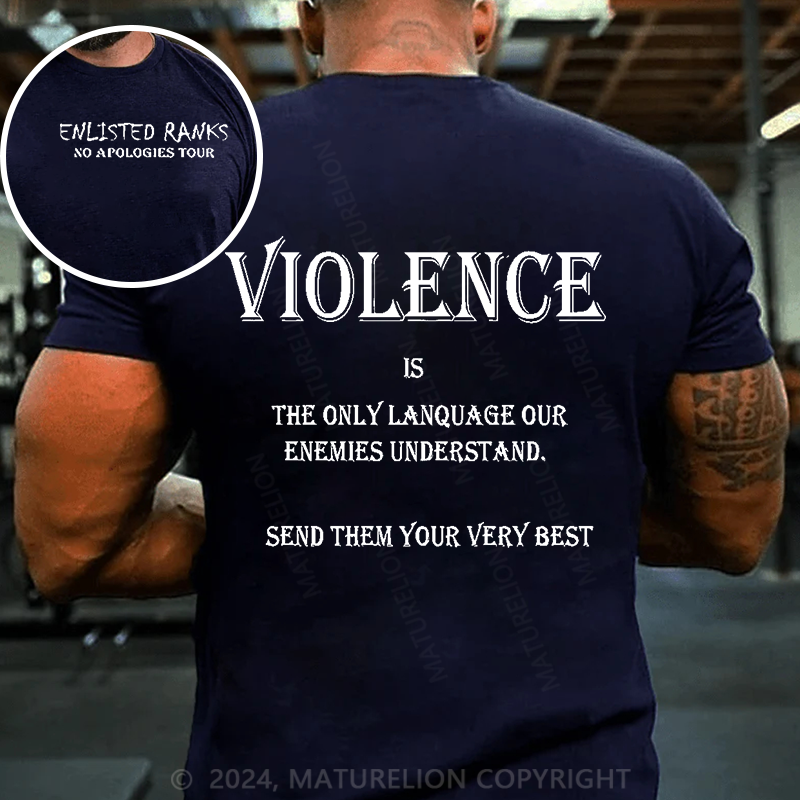 Maturelion Men's T-Shirt Violence Cotton T-Shirt