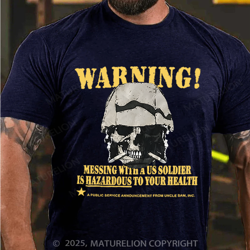 Maturelion Men's T-Shirt Military Graphic Skull Cotton T-Shirt