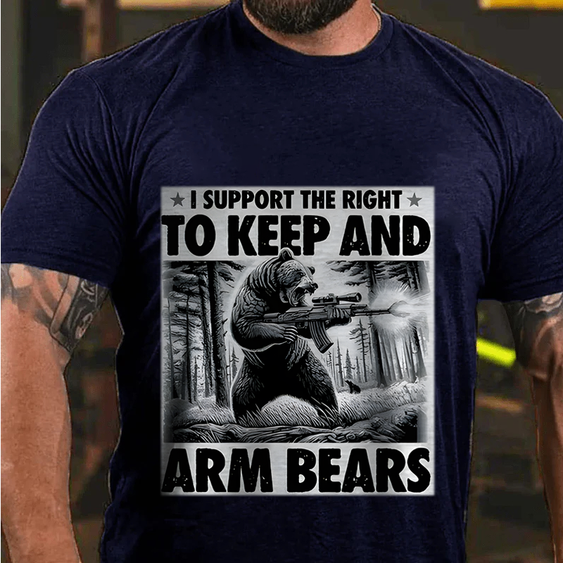 Maturelion Men's T-Shirt I Support the Right to Keep and Arm Bears Cotton T-Shirt