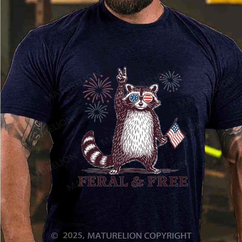Maturelion Men's T-shirt feral-and-free 4th Of July T-shirt