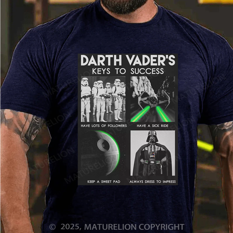 Maturelion Men's T-Shirt Darth Vader's Keys To Success Cotton T-Shirt