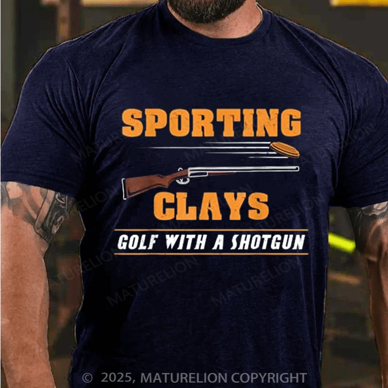 Maturelion Men's T-shirt Golf With A Shotgun Cotton T-shirt