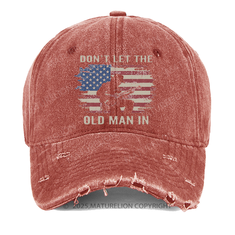 Maturelion Men's Cap Don't Let The Old Man In Cowboy US Flag Washed Vintage Cap