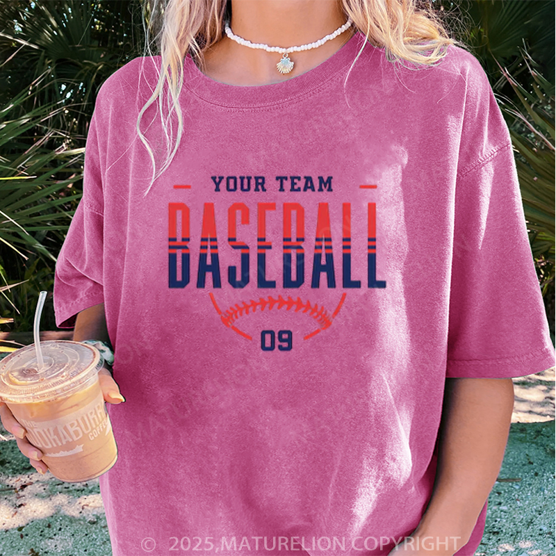 Maturelion Women's T-shirt Personalized Baseball DTG Washed T-shirt