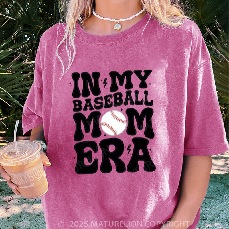 Maturelion Women's T-shirt Custom Baseball Mom DTG Washed T-shirt