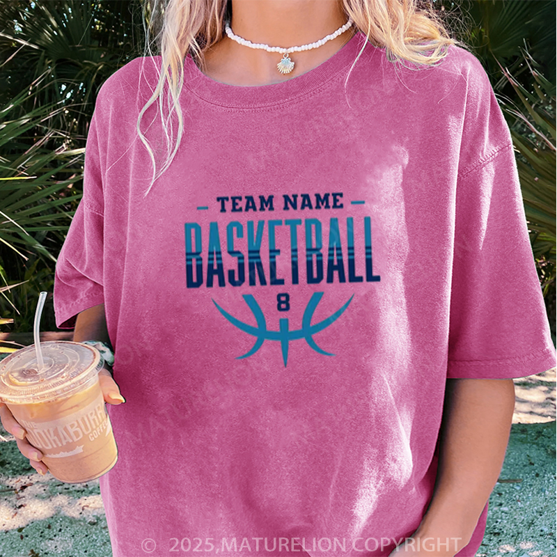 Maturelion Women's T-shirt Custom Basketball DTG Washed T-shirt