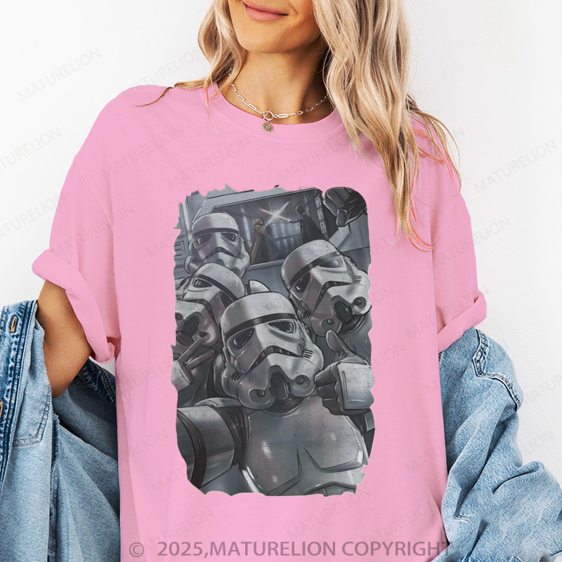 Maturelion Women's T-Shirt Vintage Star Wars Storm Strooper Selfie Cotton T-Shirt