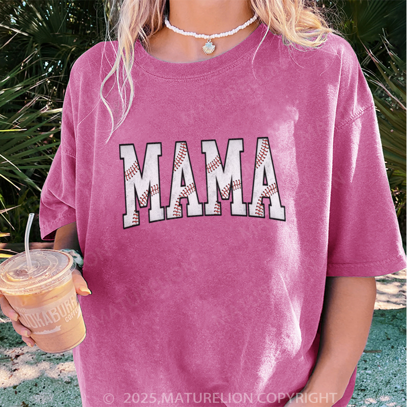 Maturelion Women's T-shirt Gift For Baseball Lover Mom DTG Washed T-shirt