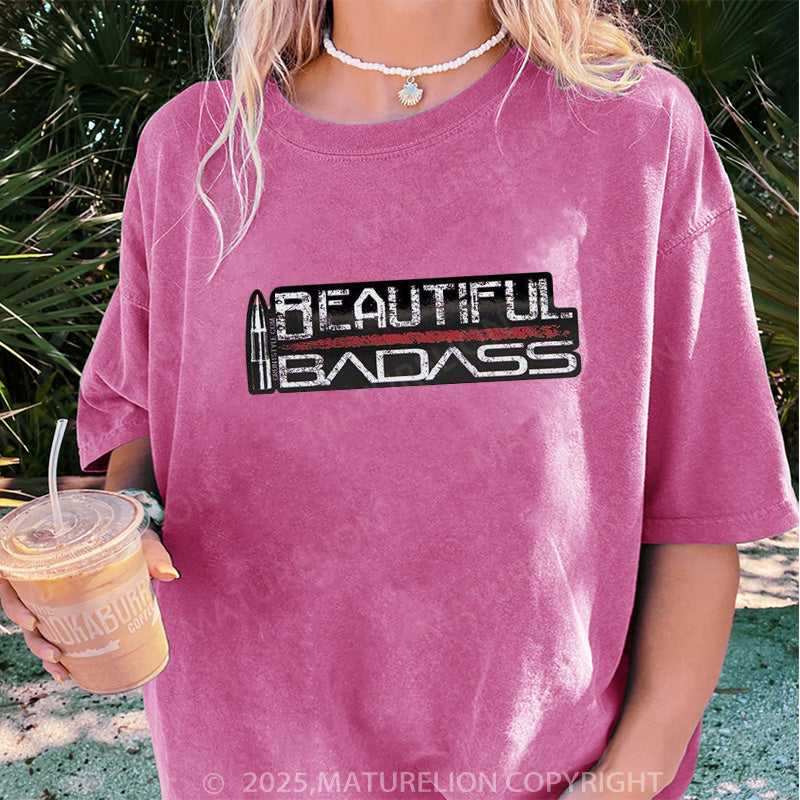 Maturelion Women's T-shirt Beautiful Badass DTG Washed T-shirt