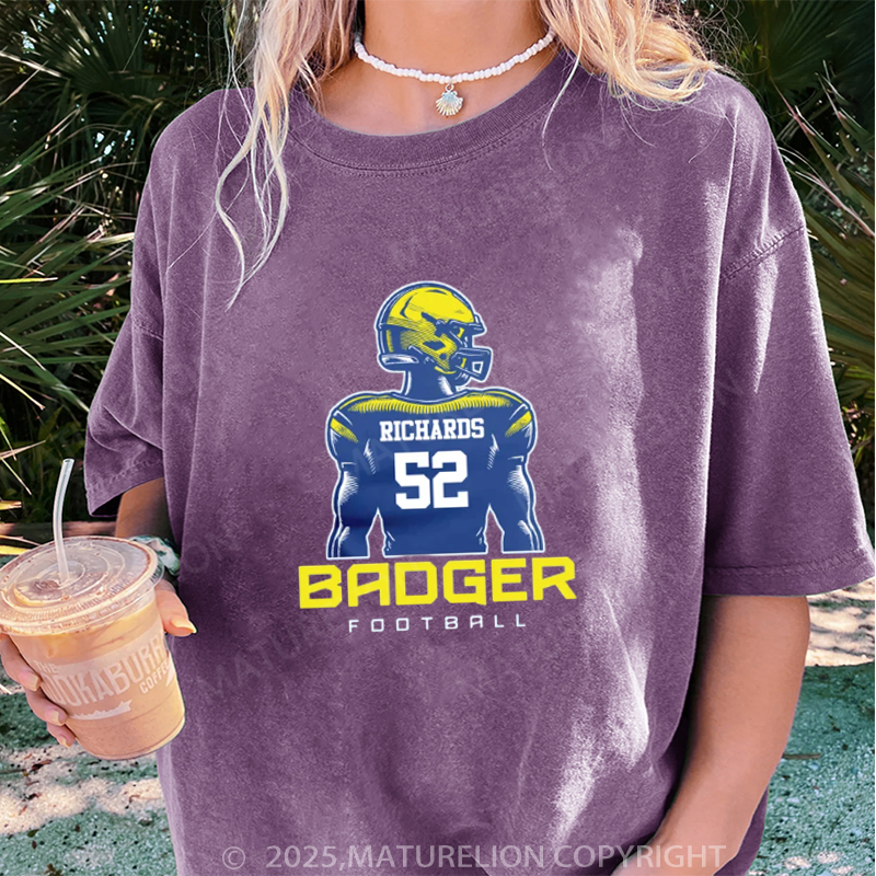 Maturelion Women's T-shirt Women's Personalized Football DTG Washed T-shirt