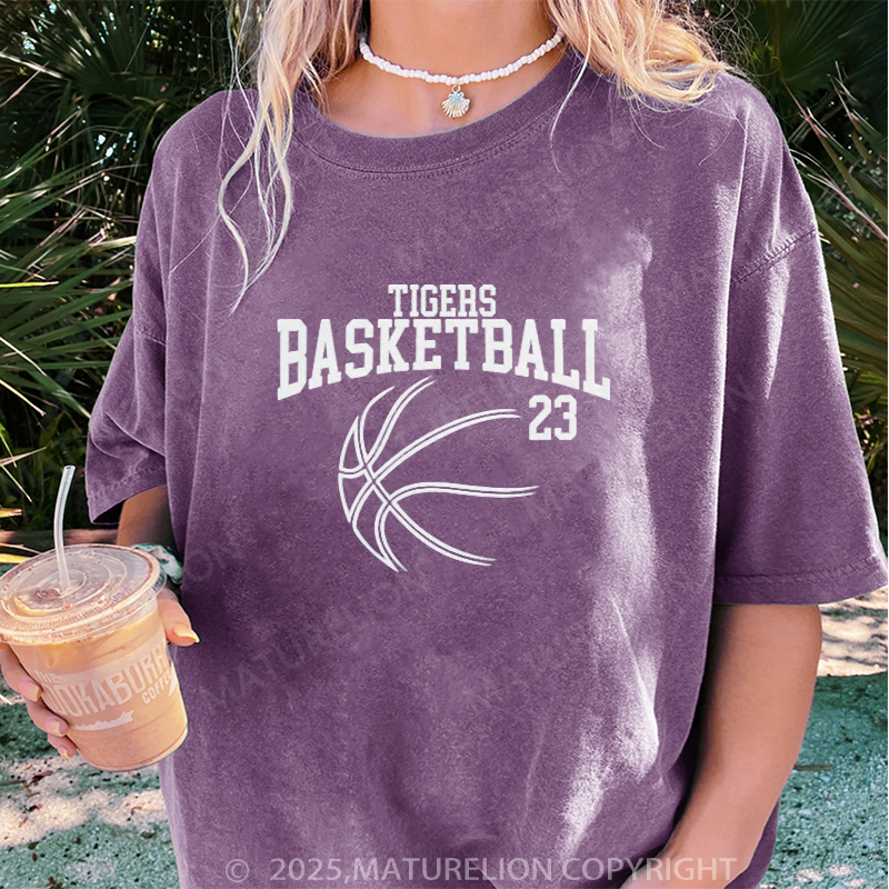 Maturelion Women's T-shirt Game Day Basketball DTG Washed T-shirt