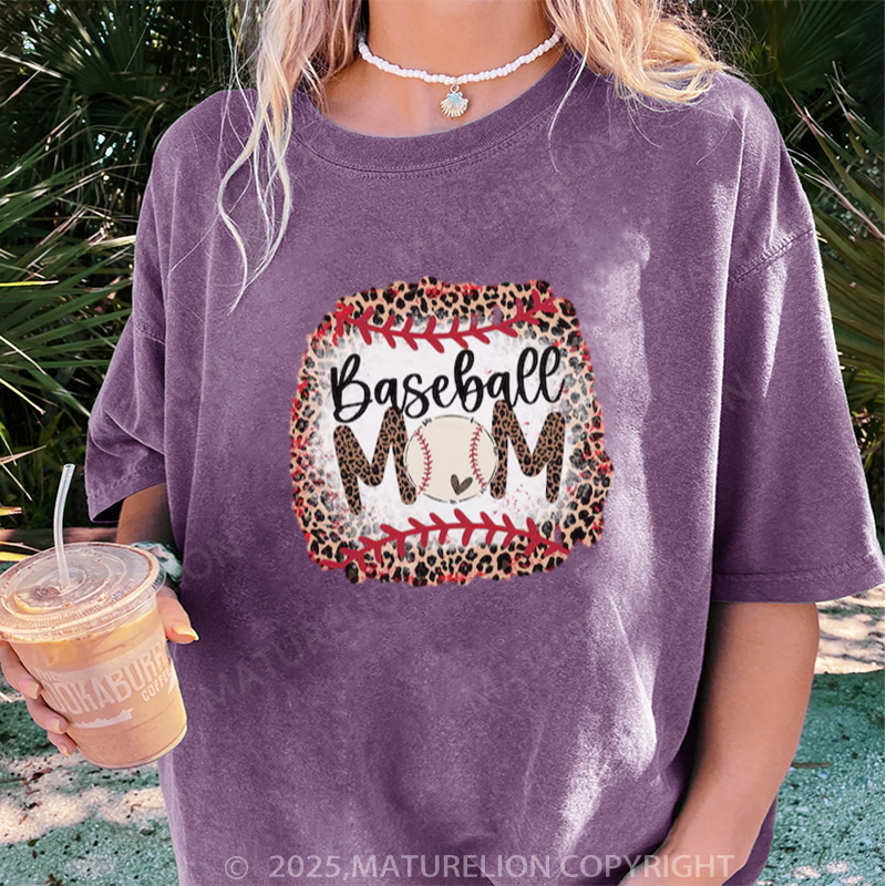 Maturelion Women's T-shirt Baseball Mama DTG Washed T-shirt