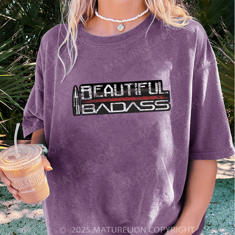 Maturelion Women's T-shirt Beautiful Badass DTG Washed T-shirt