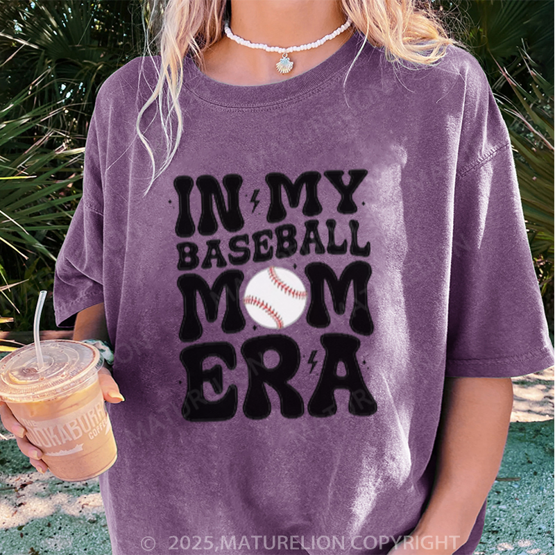 Maturelion Women's T-shirt Custom Baseball Mom DTG Washed T-shirt