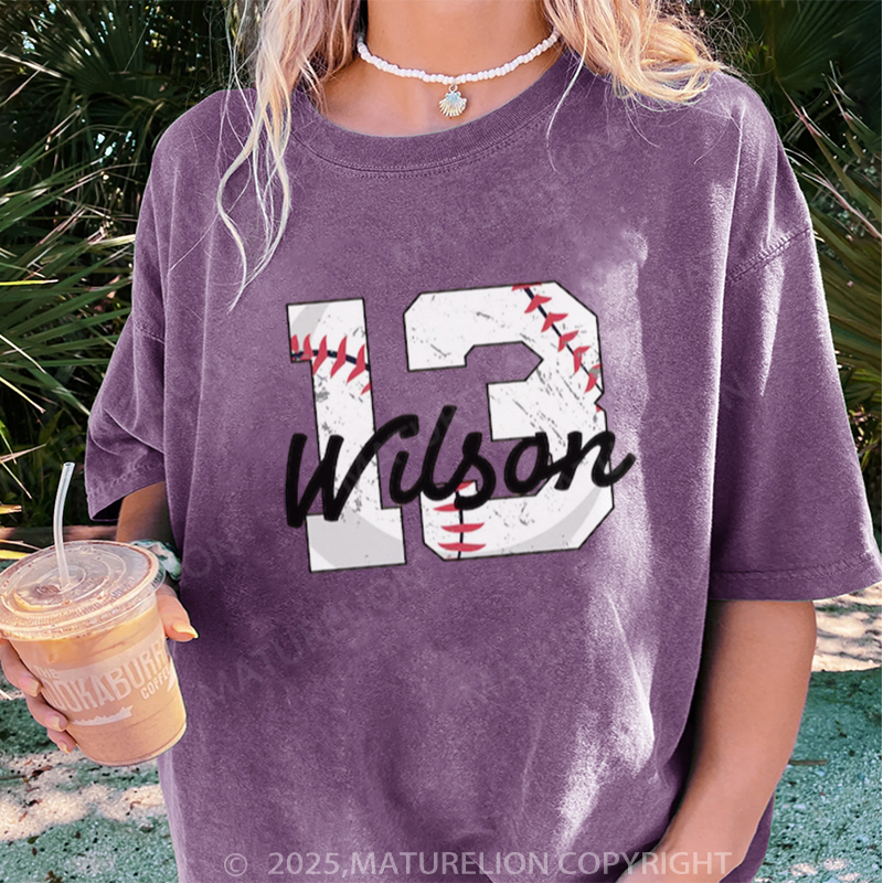 Maturelion Women's T-shirt Custom Baseball Player Gifts DTG Washed T-shirt