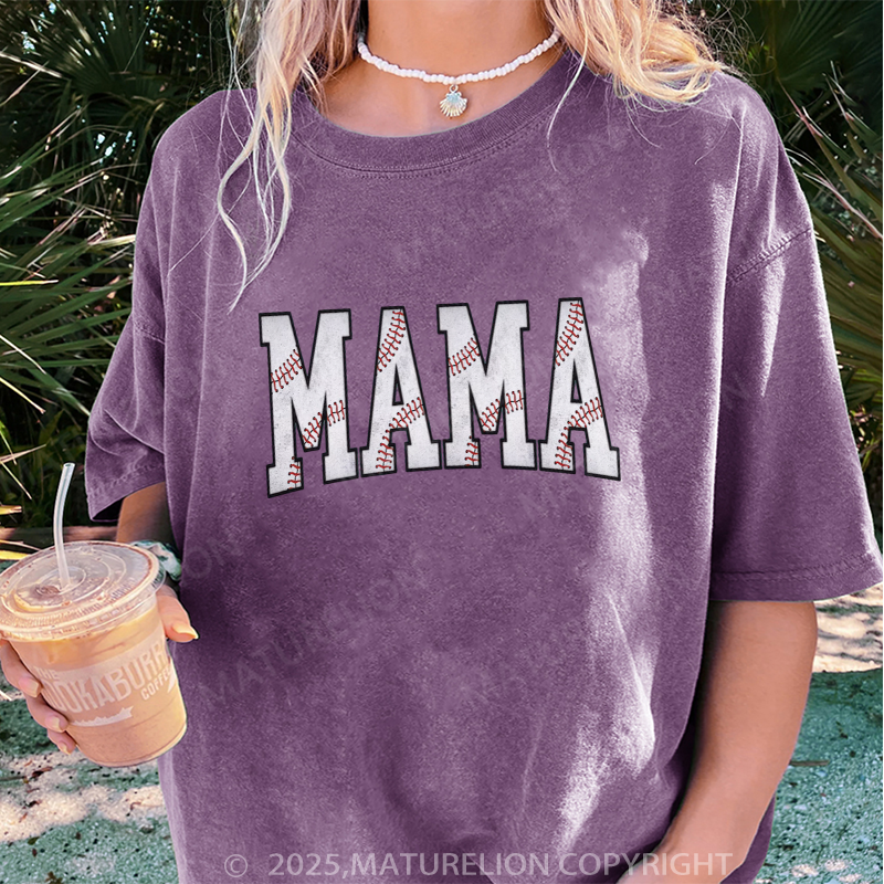 Maturelion Women's T-shirt Gift For Baseball Lover Mom DTG Washed T-shirt
