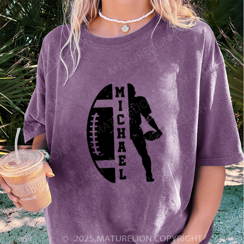 Maturelion Women's T-shirt Custom Football DTG Washed T-shirt
