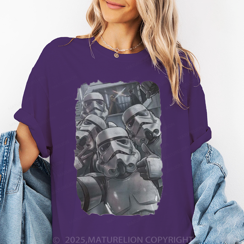 Maturelion Women's T-Shirt Vintage Star Wars Storm Strooper Selfie Cotton T-Shirt